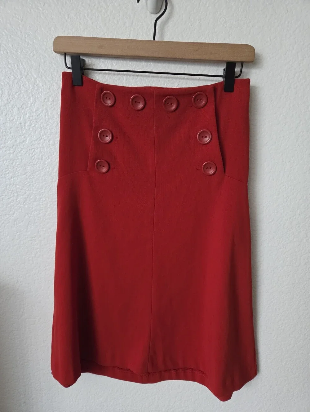 H&M Button-Front A-Line Skirt Women's Size 4 Retro Red